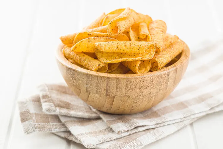 Cracked Rolled Tortilla Chips in a bowl