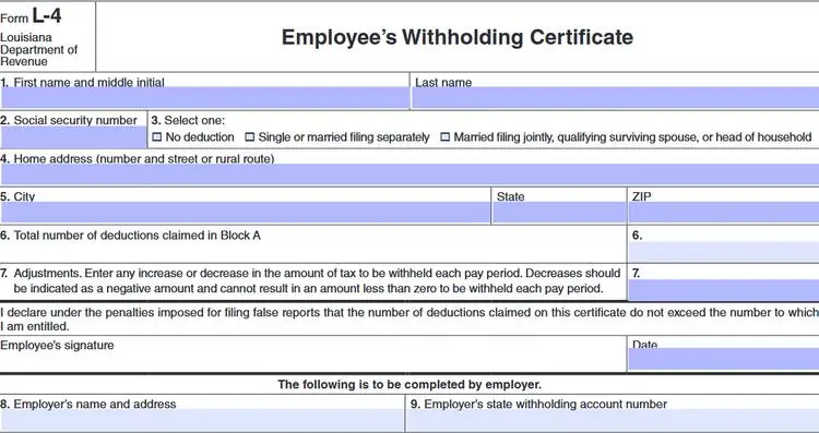 How to Fill Out L-4 Form Louisiana Correctly